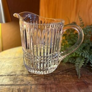 Tiara Facets Crystal Pitcher Features A Vertical And Cross-Hatch Cut Design